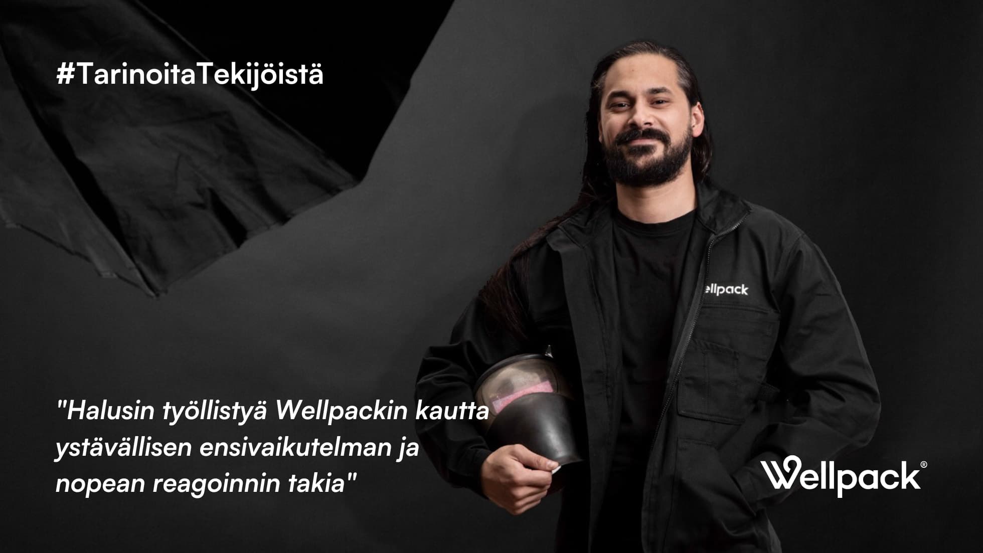 Roman Svetlov Wellpack-takissa hitsausmaski kainalossa